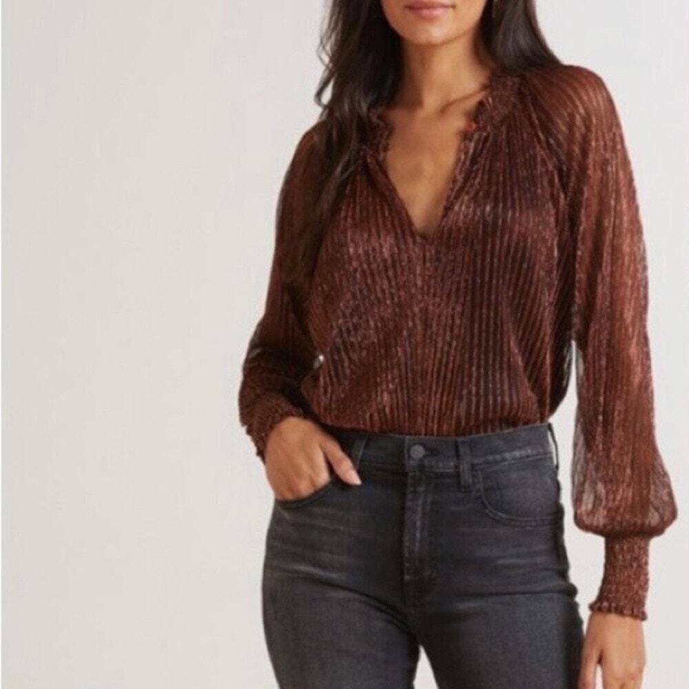 Roan + Ryan x Evereve Aly Bronze Sheer Shine Top Large